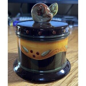 Chocolate Berries Sugar Bowl w/Lid Demdaco Hand Painted 2002 Deb Hrabik Vintage